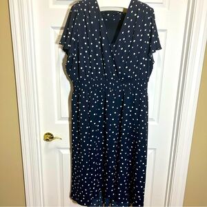 Lane Bryant V-Neck Flowy Sleeve Polka Dot Faux Wrap Dress